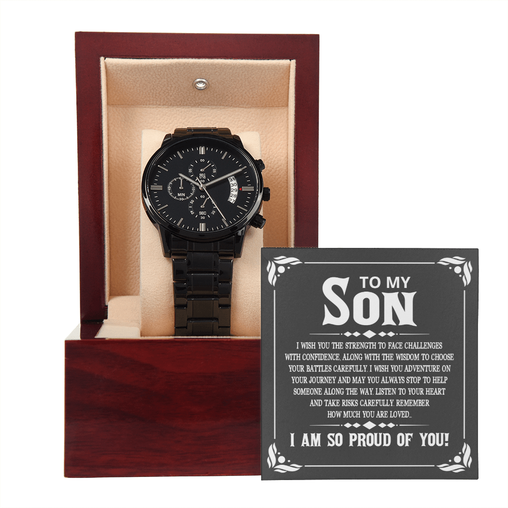 To My Son, I Am So Proud of You Black Chronograph Watch
