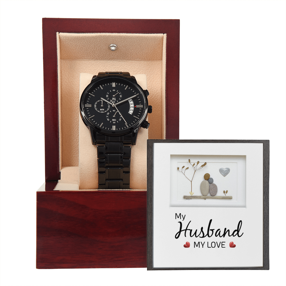 My Husband, My Love Black Chronograph Watch
