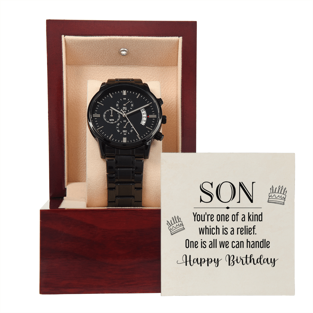 To My Son, One of a Kind Black Chronograph Watch