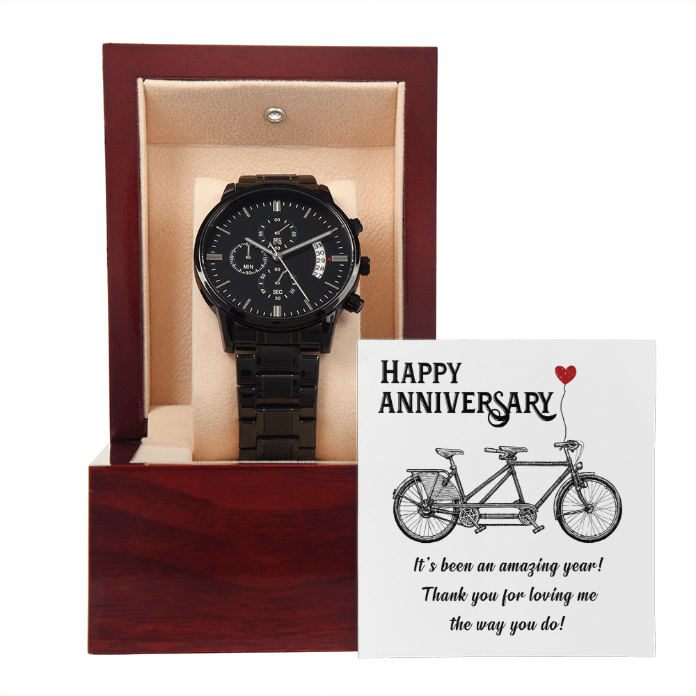 Happy Anniversary, My Bicycle Partner Black Chronograph Watch