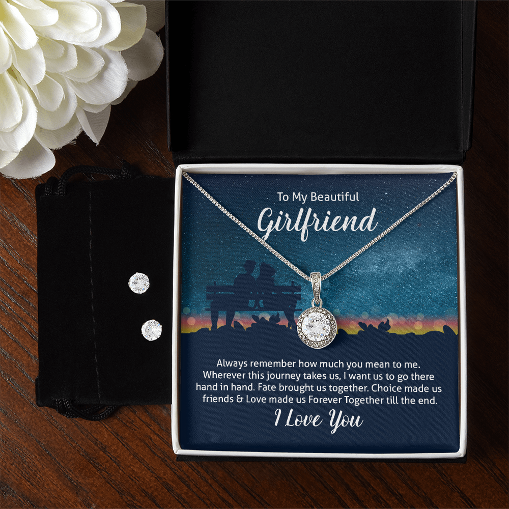 To My Beautiful Girlfriend, Forever Together Eternal Hope Necklace & Earring Set