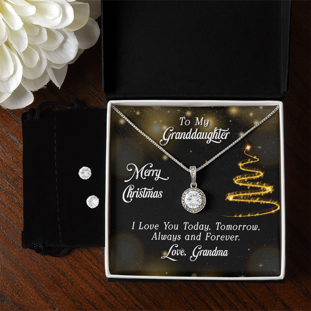 To My Granddaughter, Merry Christmas Eternal Hope Necklace & Earring Set