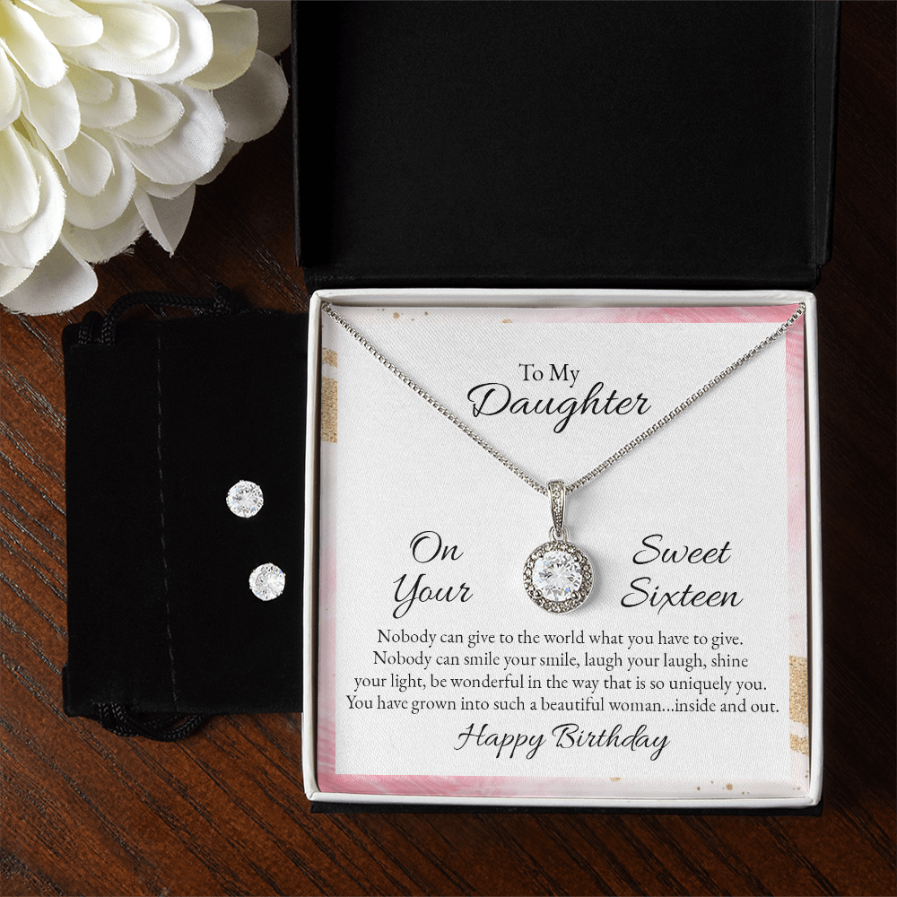To My Daughter, Sweet Sixteen Birthday Eternal Hope Necklace & Earring Set