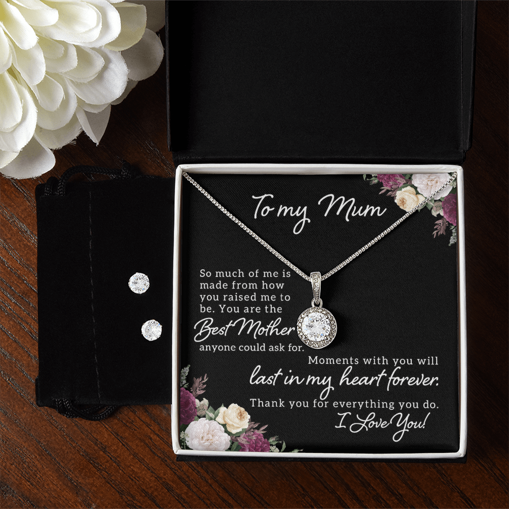 To My Mum, Best Mother Ever Eternal Hope Necklace & Earring Set