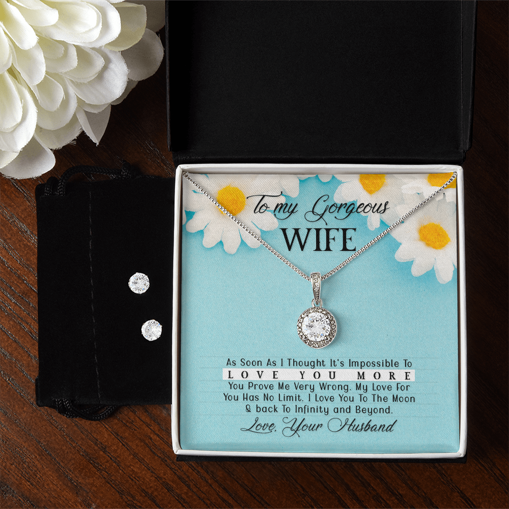 To My Gorgeous Wife, Love You to Infinity Eternal Hope Necklace & Earring Set