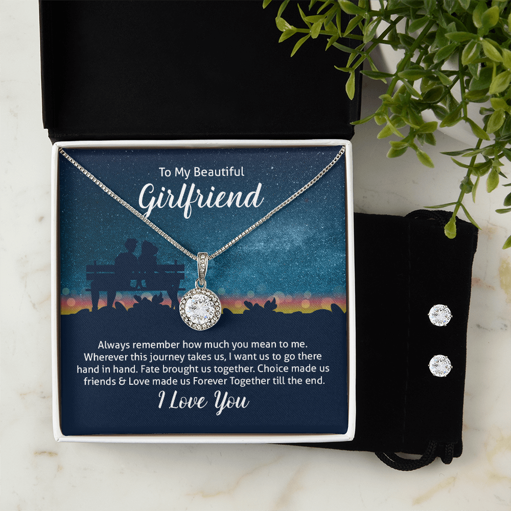 To My Beautiful Girlfriend, Forever Together Eternal Hope Necklace & Earring Set