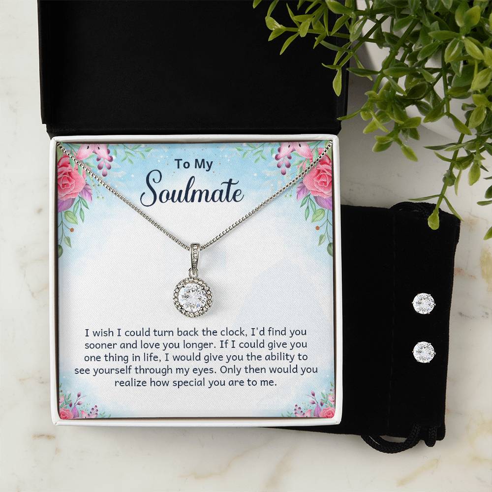 To My Soulmate, Love You Longer Eternal Hope Necklace & Earring Set