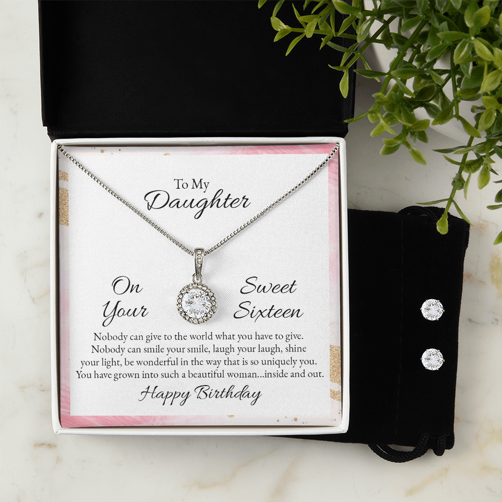 To My Daughter, Sweet Sixteen Birthday Eternal Hope Necklace & Earring Set