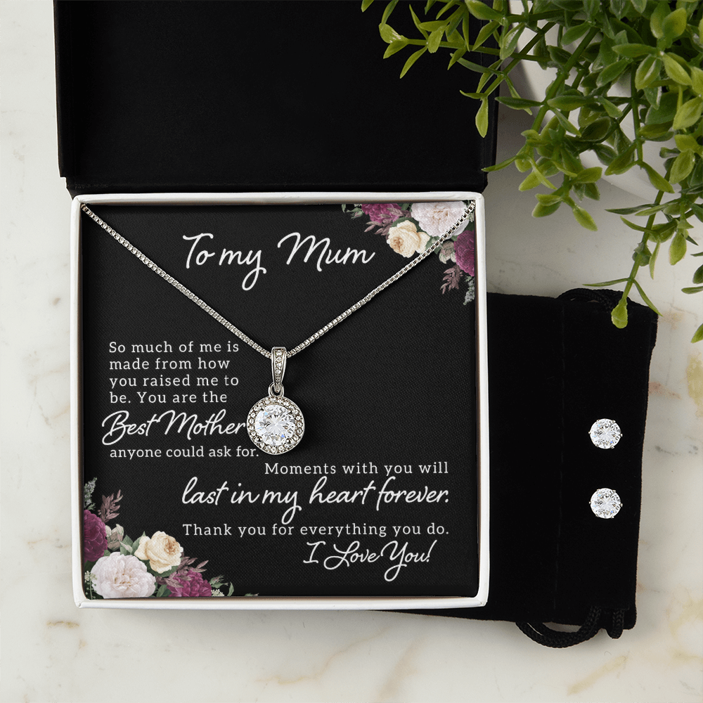 To My Mum, Best Mother Ever Eternal Hope Necklace & Earring Set