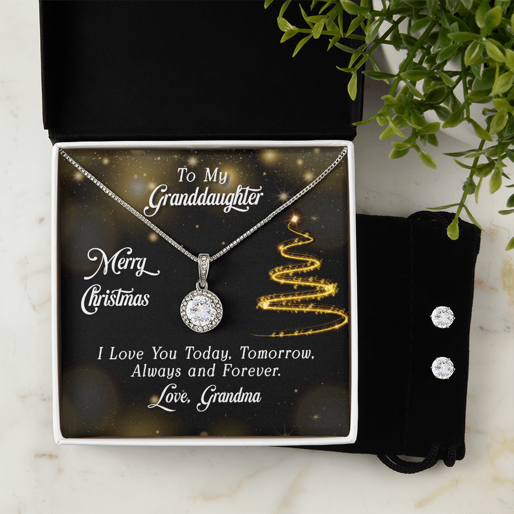 To My Granddaughter, Merry Christmas Eternal Hope Necklace & Earring Set