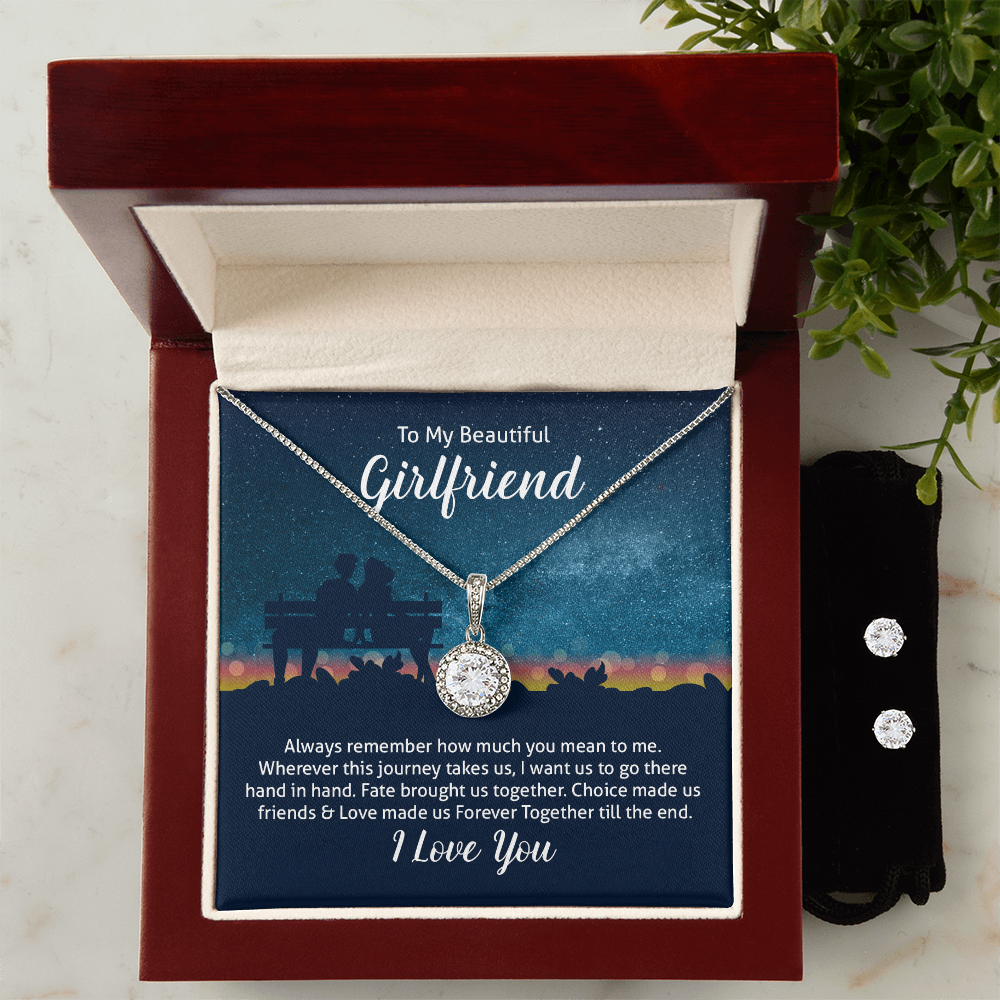 To My Beautiful Girlfriend, Forever Together Eternal Hope Necklace & Earring Set