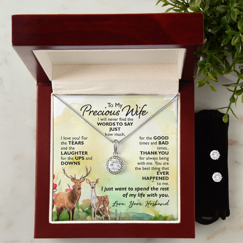 To My Precious Wife, Through Ups and Downs Eternal Hope Necklace & Earring Set