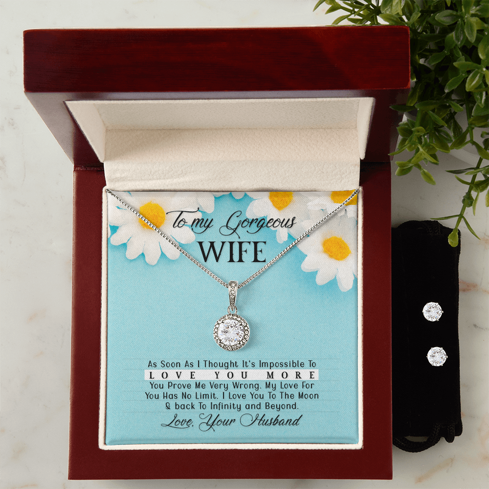 To My Gorgeous Wife, Love You to Infinity Eternal Hope Necklace & Earring Set