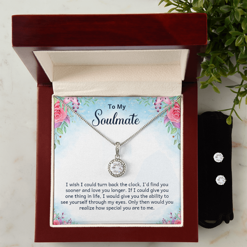 To My Soulmate, Love You Longer Eternal Hope Necklace & Earring Set