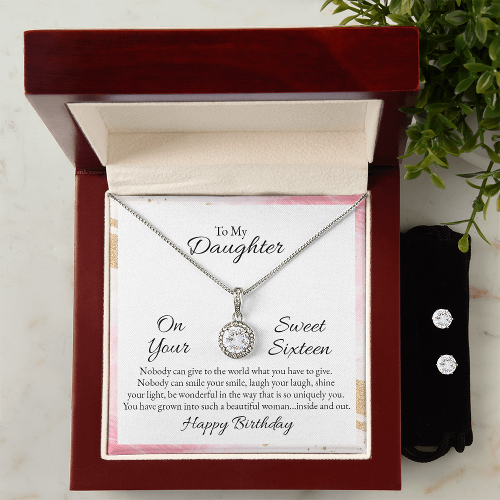 To My Daughter, Sweet Sixteen Birthday Eternal Hope Necklace & Earring Set