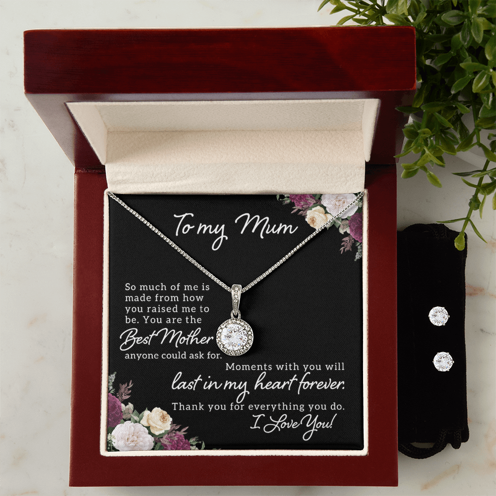 To My Mum, Best Mother Ever Eternal Hope Necklace & Earring Set