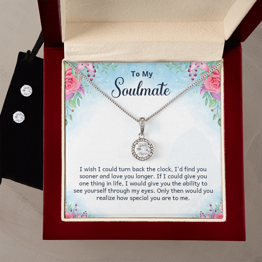 To My Soulmate, Love You Longer Eternal Hope Necklace & Earring Set