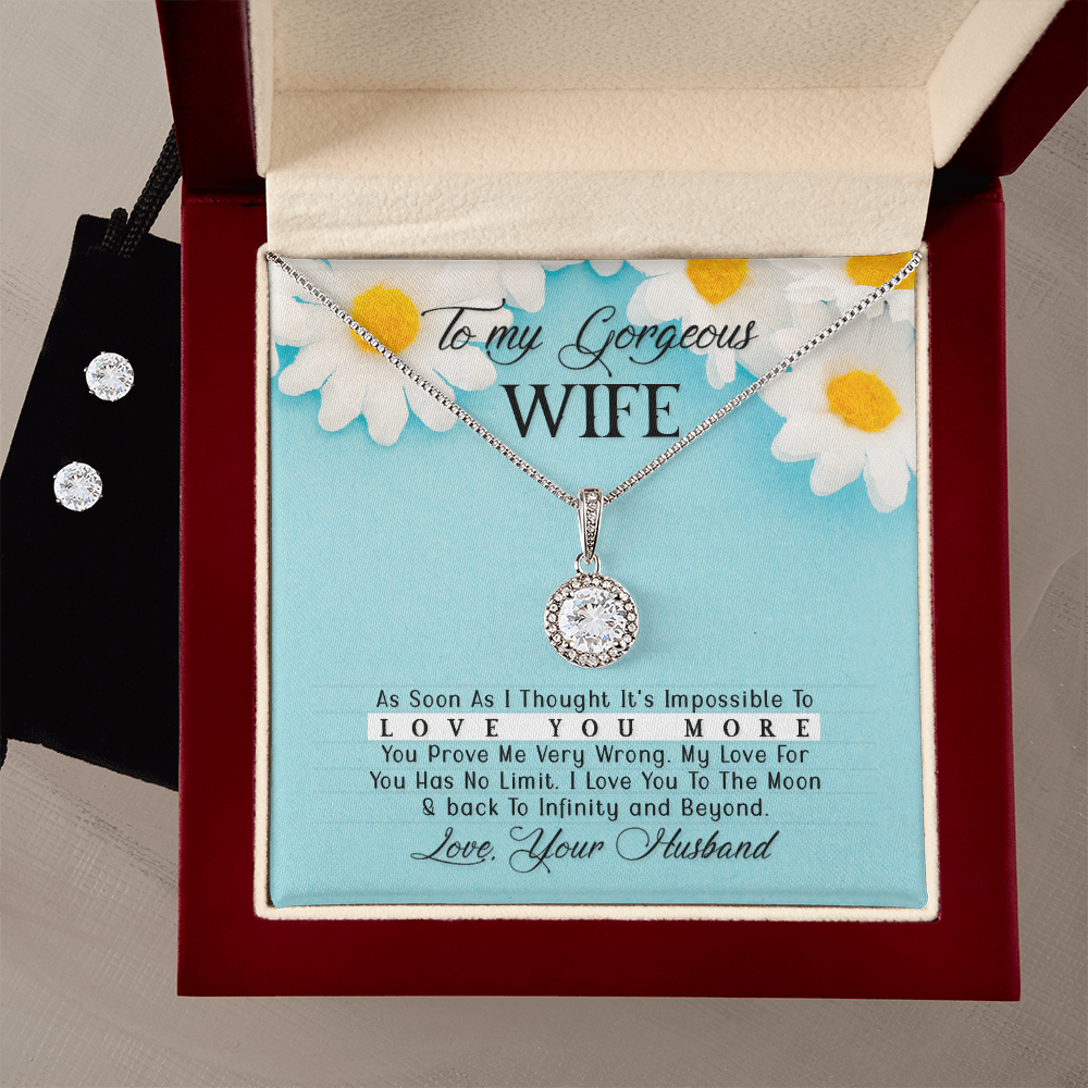 To My Gorgeous Wife, Love You to Infinity Eternal Hope Necklace & Earring Set