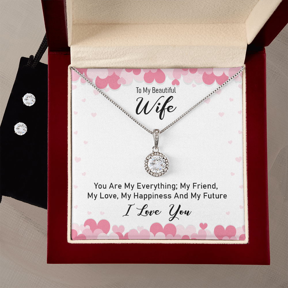 To My Beautiful Wife, My Everything Eternal Hope Necklace & Earring Set