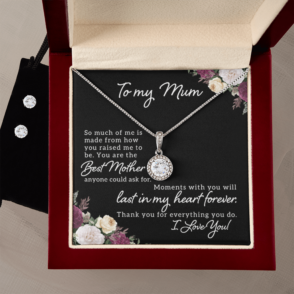 To My Mum, Best Mother Ever Eternal Hope Necklace & Earring Set