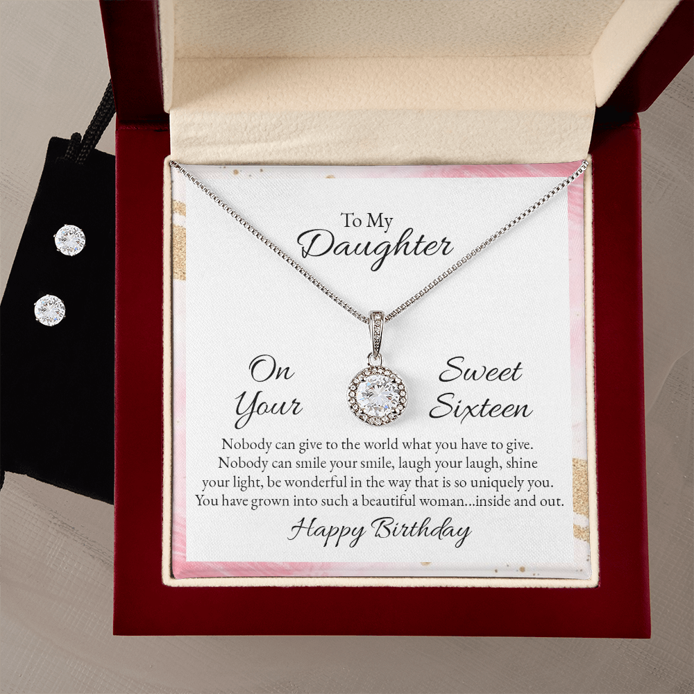 To My Daughter, Sweet Sixteen Birthday Eternal Hope Necklace & Earring Set