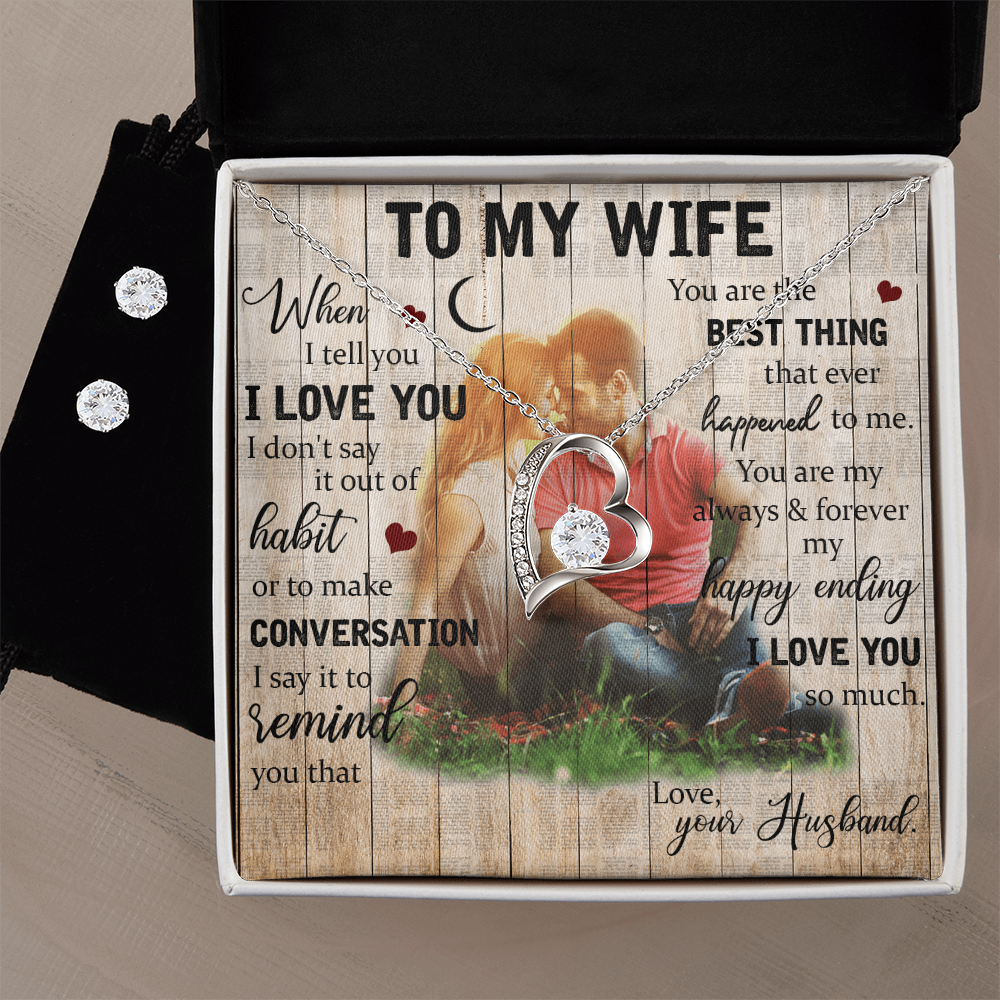 To My Wife Forever Love Necklace & Earring Set