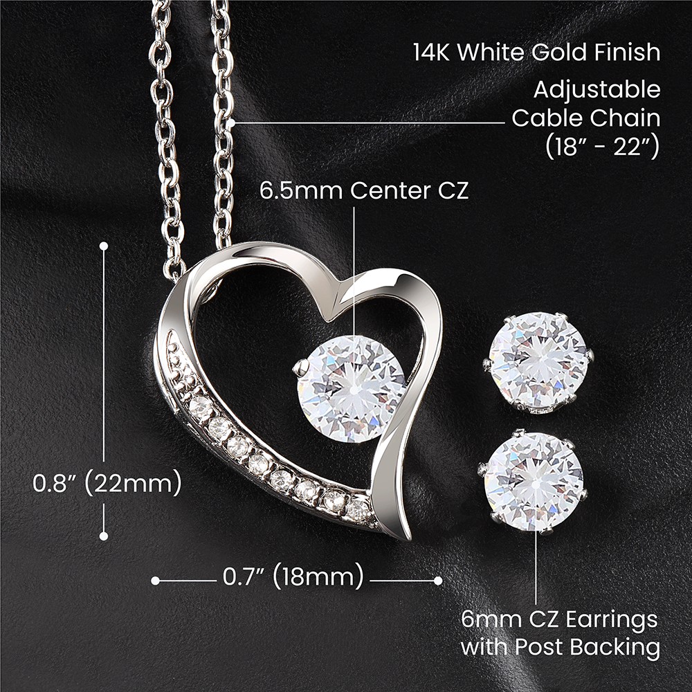 To My Wife Forever Love Necklace & Earring Set