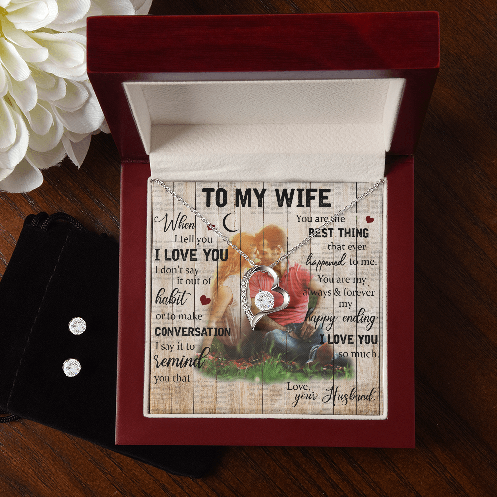 To My Wife Forever Love Necklace & Earring Set