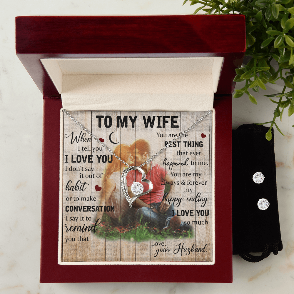 To My Wife Forever Love Necklace & Earring Set
