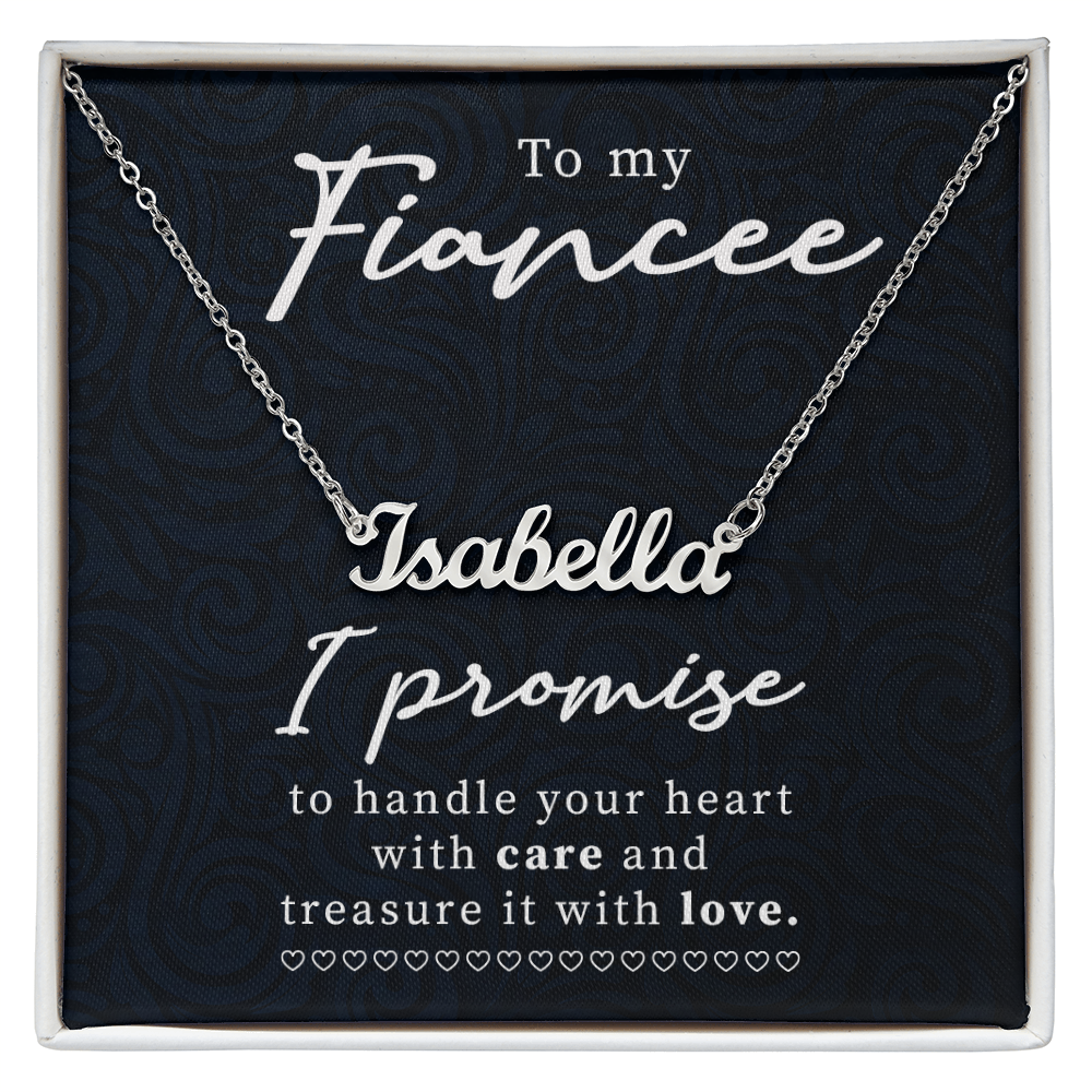 To My Fiancee Handle Your Heart with Care Custom Name Necklace