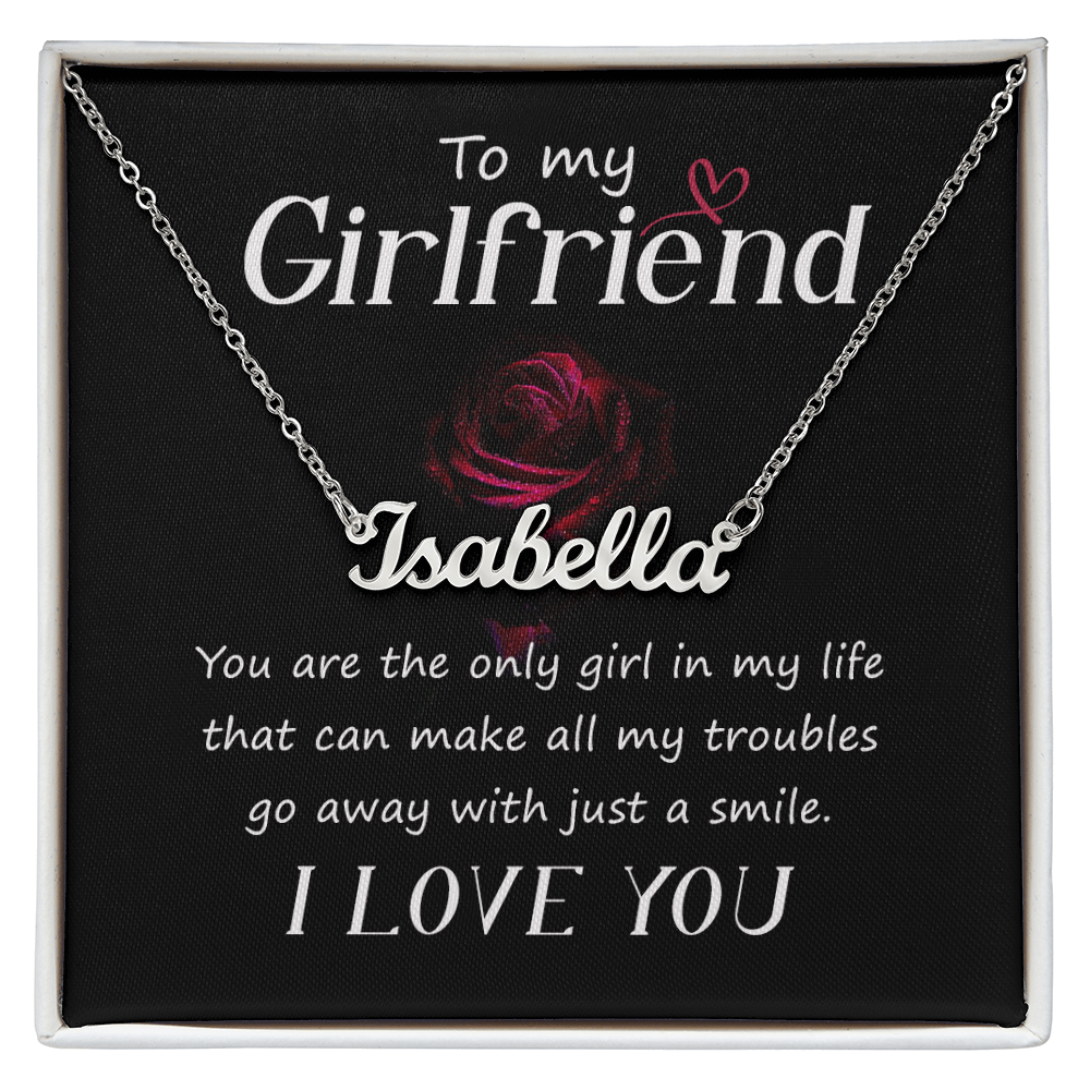 To My Girlfriend You Make My Troubles Go Away Custom Name Necklace