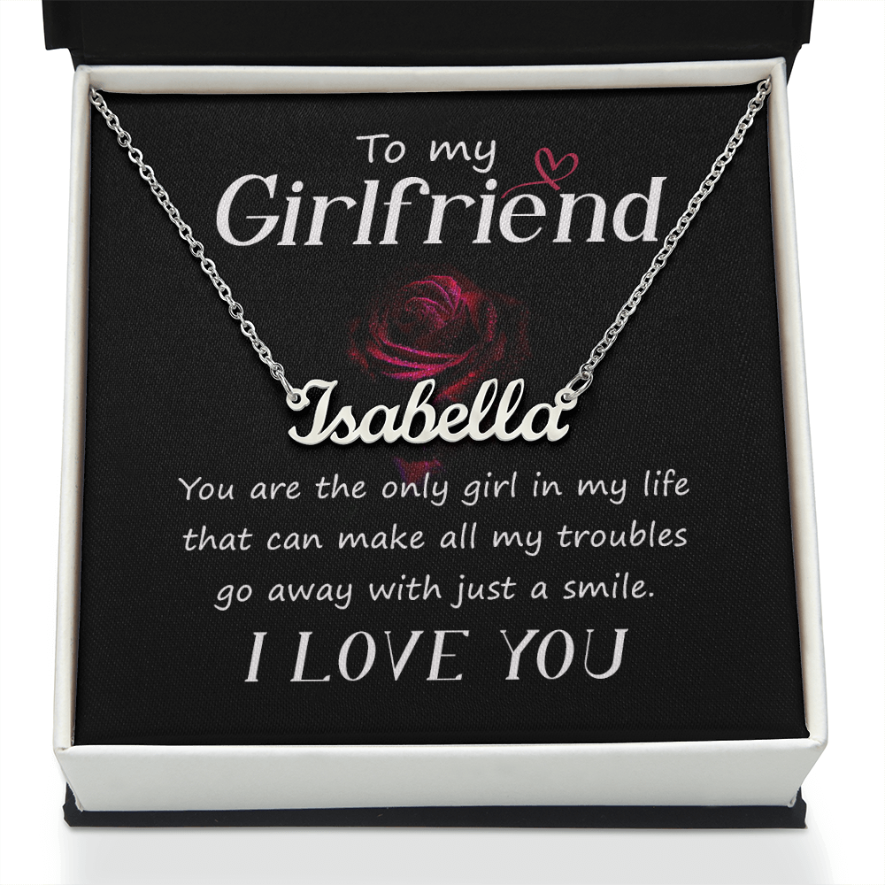 To My Girlfriend You Make My Troubles Go Away Custom Name Necklace