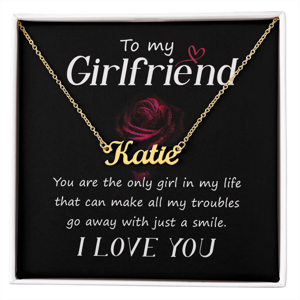 To My Girlfriend You Make My Troubles Go Away Custom Name Necklace