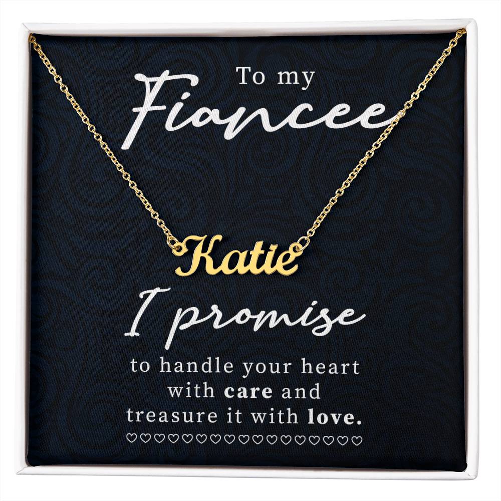 To My Fiancee Handle Your Heart with Care Custom Name Necklace