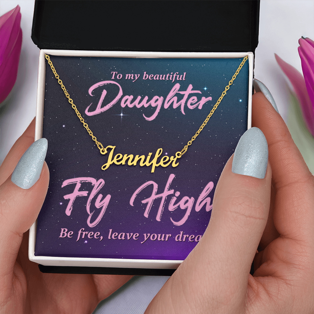 To My Beautiful Daughter Fly High Custom Name Necklace