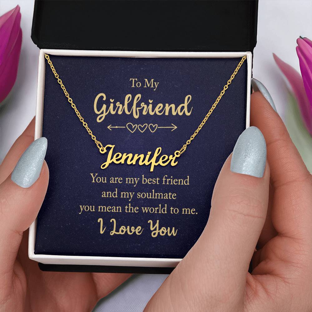To My Girlfriend Best Friend and Soulmate Custom Name Necklace