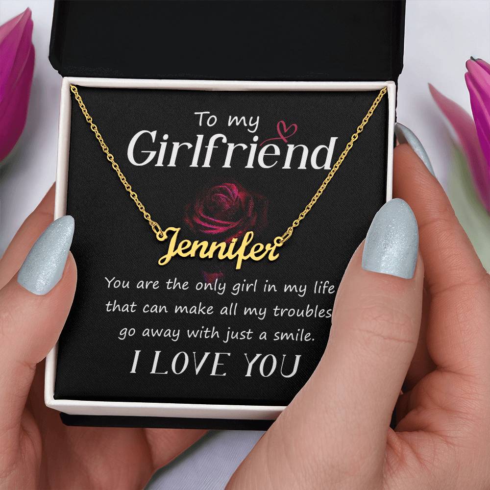 To My Girlfriend You Make My Troubles Go Away Custom Name Necklace