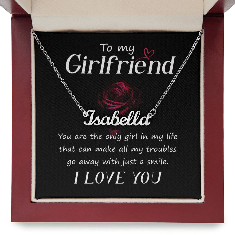 To My Girlfriend You Make My Troubles Go Away Custom Name Necklace