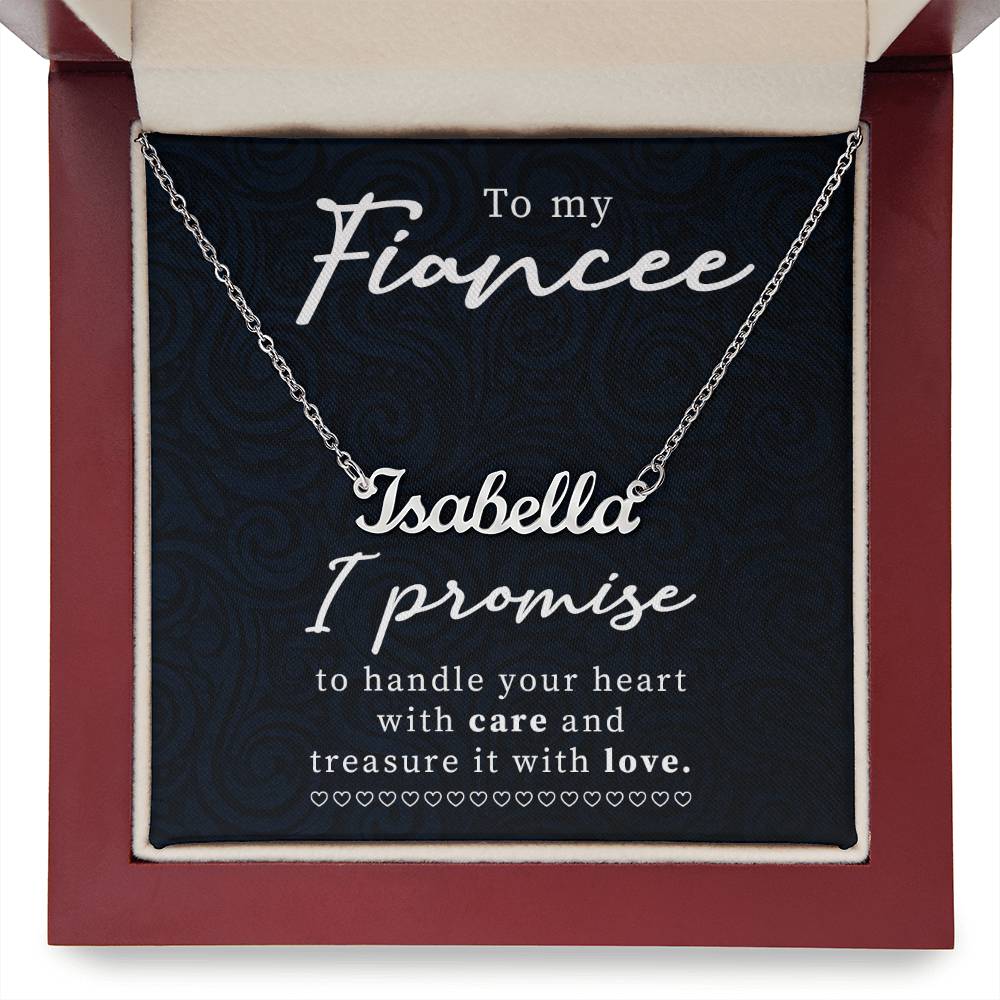 To My Fiancee Handle Your Heart with Care Custom Name Necklace
