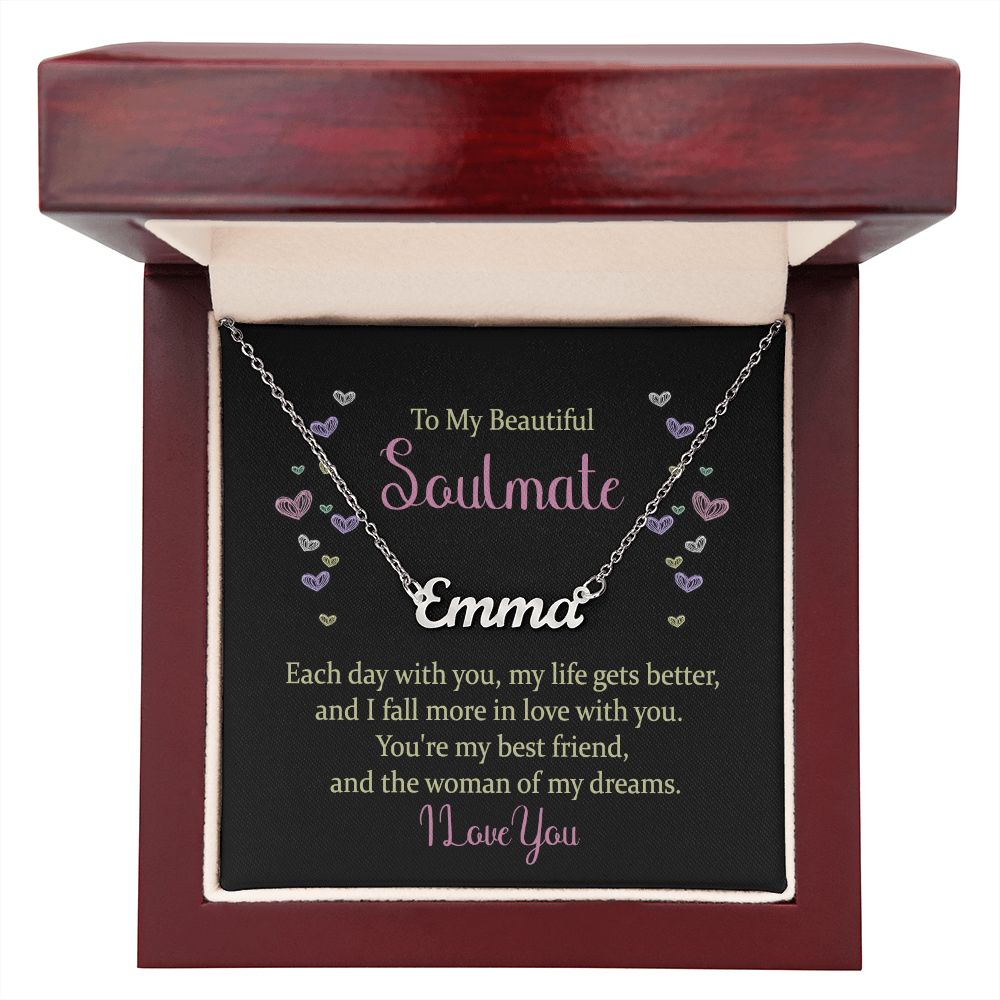 To My Beautiful Soulmate Woman of My Dreams Custom Name Necklace