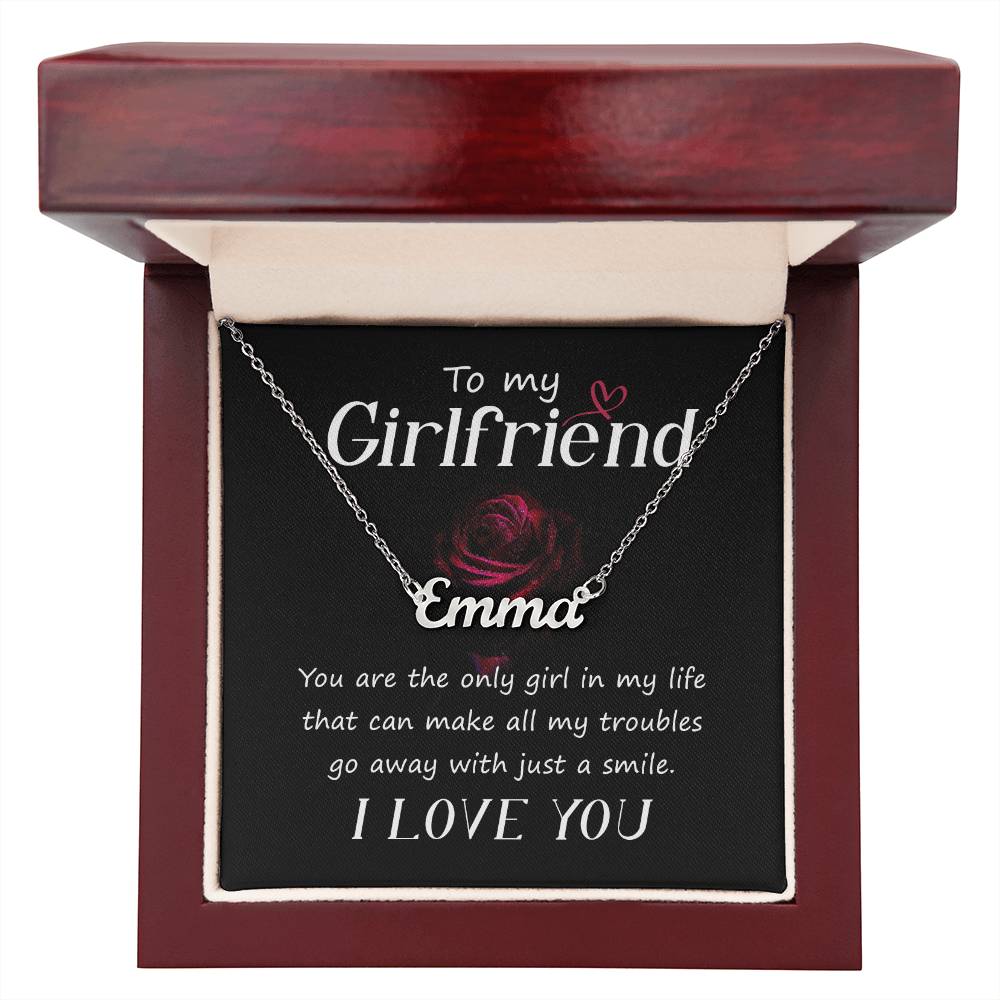 To My Girlfriend You Make My Troubles Go Away Custom Name Necklace
