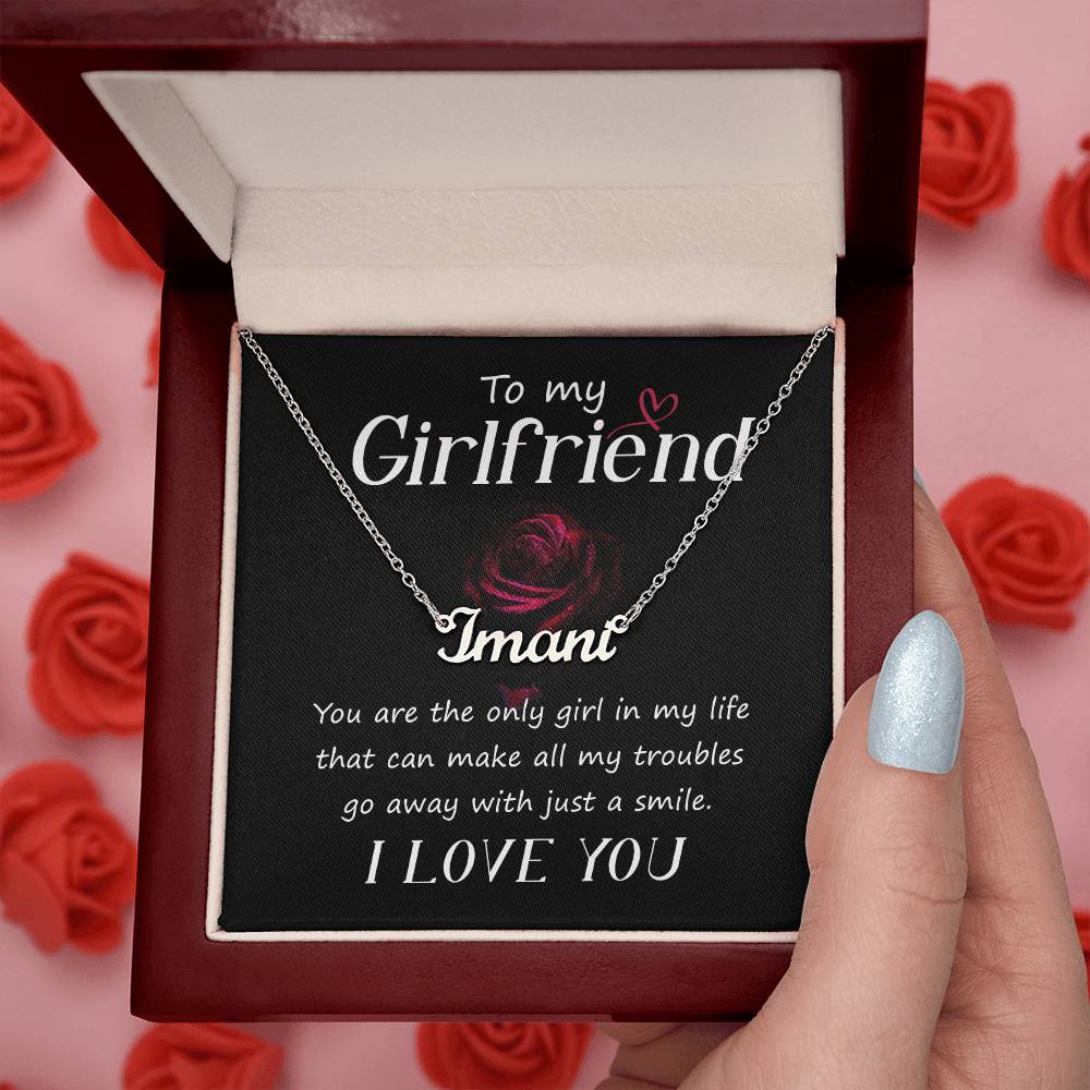 To My Girlfriend You Make My Troubles Go Away Custom Name Necklace