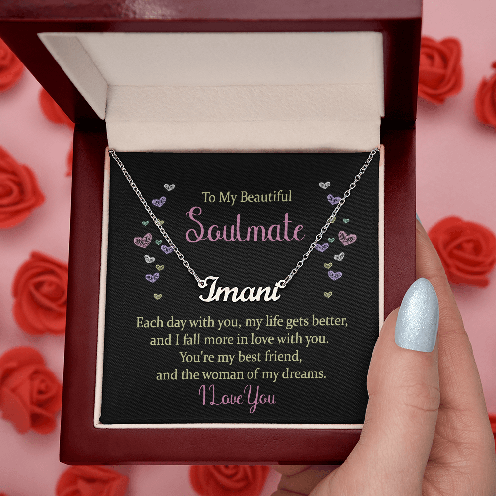 To My Beautiful Soulmate Woman of My Dreams Custom Name Necklace