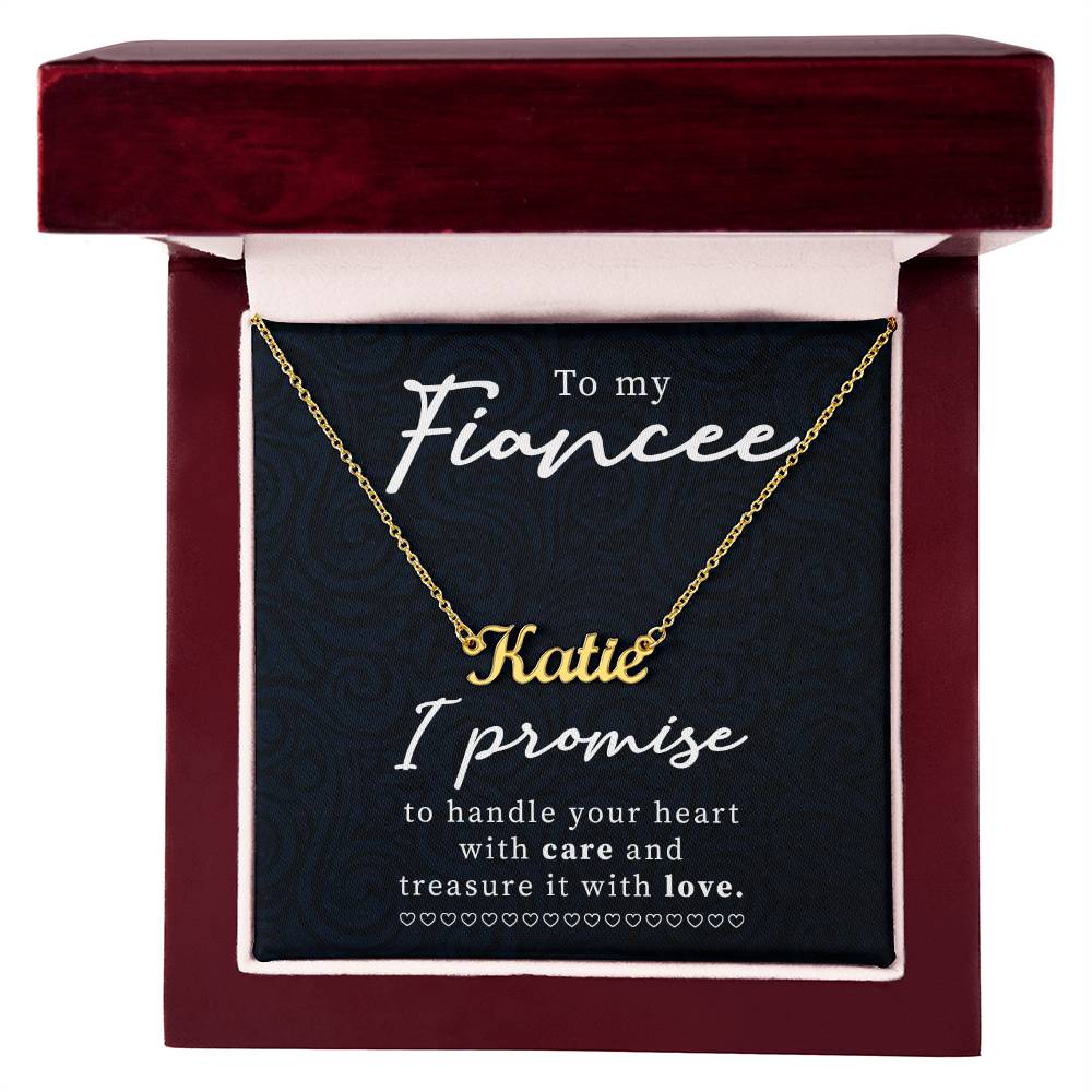 To My Fiancee Handle Your Heart with Care Custom Name Necklace