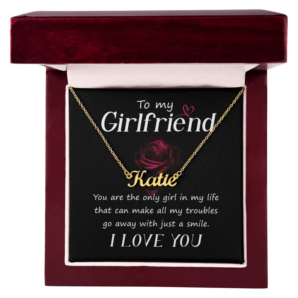 To My Girlfriend You Make My Troubles Go Away Custom Name Necklace