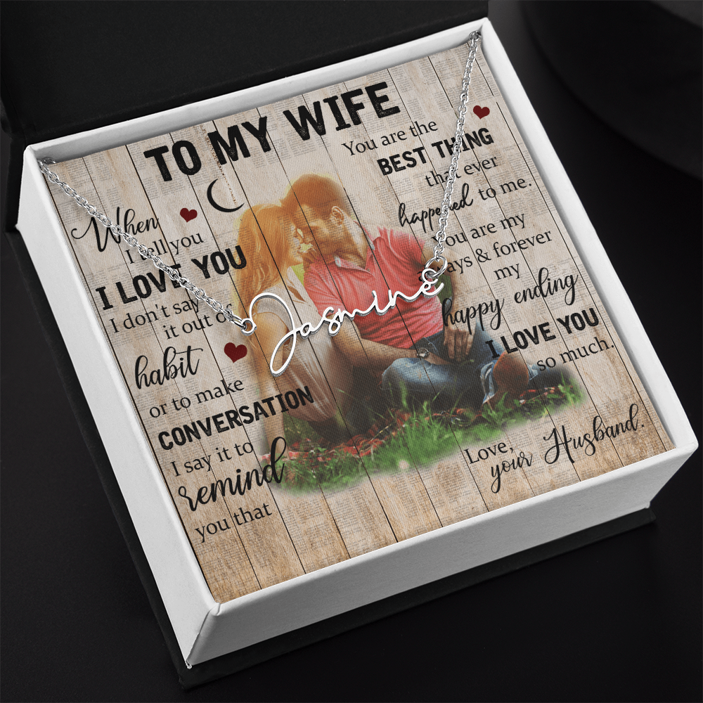 To My Wife Signature Name Necklace