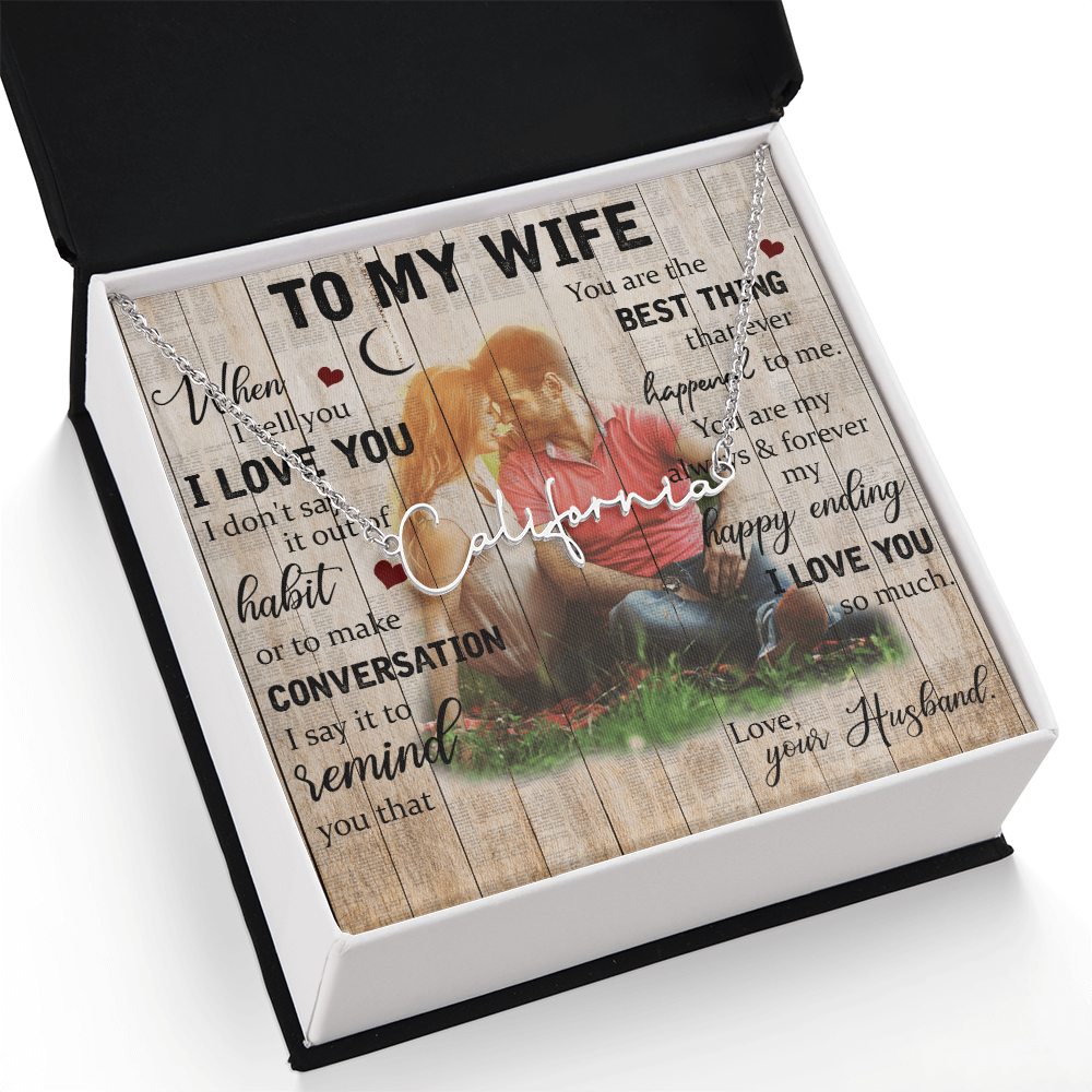 To My Wife Signature Name Necklace