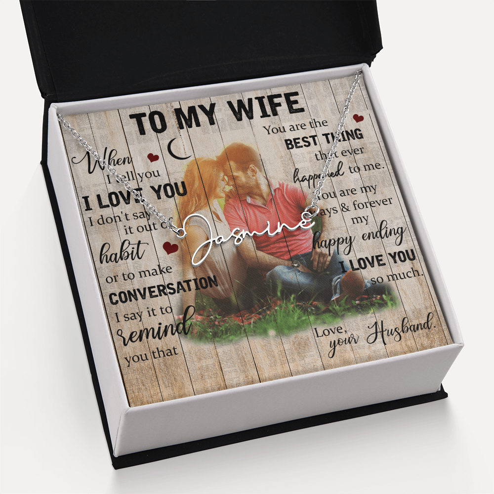 To My Wife Signature Name Necklace
