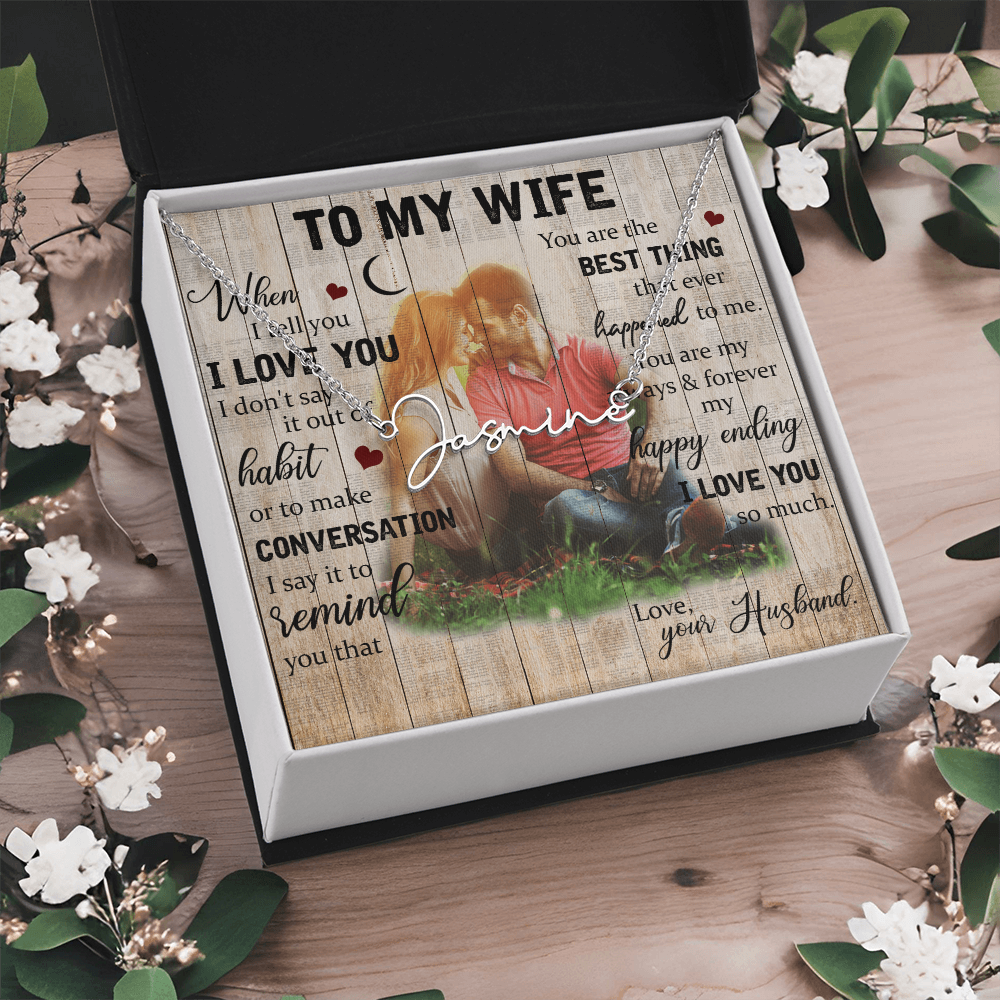 To My Wife Signature Name Necklace