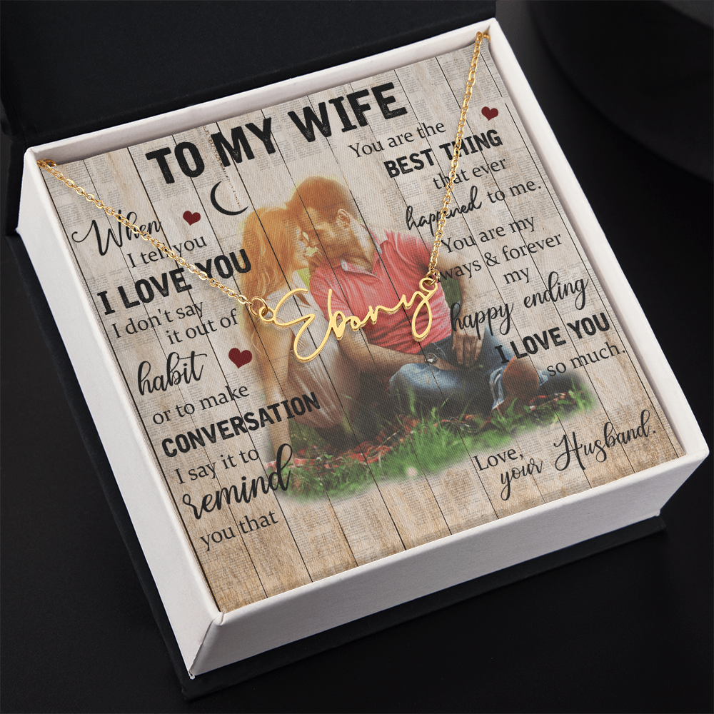 To My Wife Signature Name Necklace